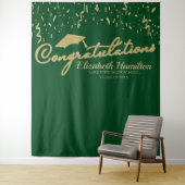 Gefeliciteerd Goud Groen Afstudeerbackdrop Wandkleed (In situ)