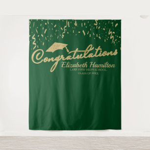 Gefeliciteerd Goud Groen Afstudeerbackdrop Wandkleed