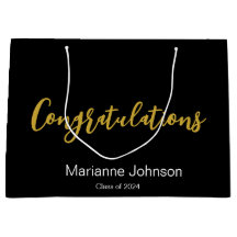 Gefeliciteerd Goud Zwart Wit Afstuderen Naam