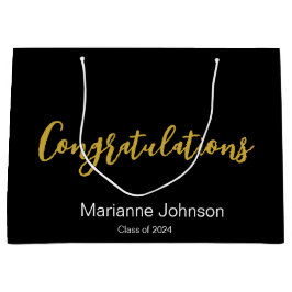 Gefeliciteerd Goud Zwart Wit Afstuderen Naam Groot Cadeauzakje