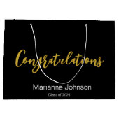 Gefeliciteerd Goud Zwart Wit Afstuderen Naam Groot Cadeauzakje (Achterkant)