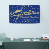 Gefeliciteerd Gouden En Blauwe Afstudeerbanner Spandoek (Beurs)