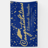 Gefeliciteerd Gouden En Blauwe Afstudeerbanner Spandoek (Verticaal)