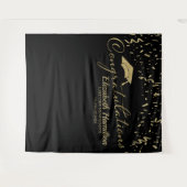 Gefeliciteerd Gouden En Zwarte Afstudeerachtergron Wandkleed (Voorkant (horizontaal))