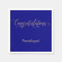 Gefeliciteerd Gouden Glitter Typografie op Blauw