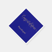 Gefeliciteerd Gouden Glitter Typografie op Blauw Servet (Hoek)