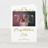 Gefeliciteerd Gouden Sieraden Foto Afstuderen Kaart (Voorkant)
