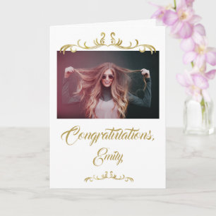 Gefeliciteerd Gouden Sieraden Foto Afstuderen Kaart