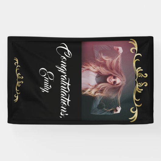 Gefeliciteerd Gouden Sieraden Foto Afstuderen Spandoek (Horizontaal)