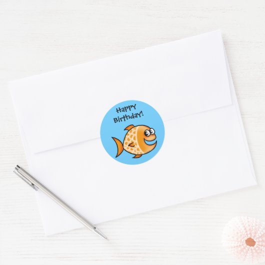 Gefeliciteerd! (goudvis) ronde sticker (Envelop)