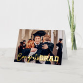Gefeliciteerd Grad Eenvoudig Moderne Afstudeerfoto Folie Wenskaart (Voorkant)