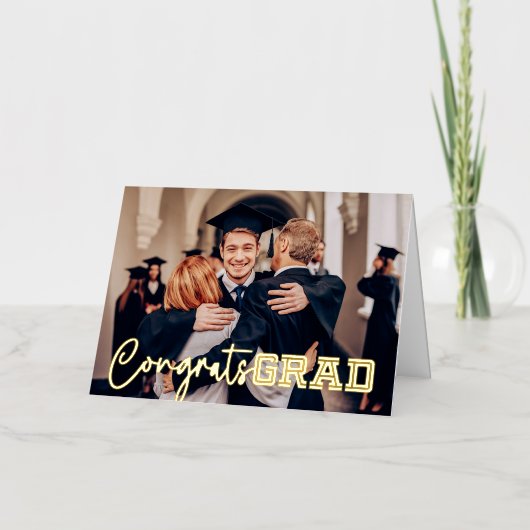 Gefeliciteerd Grad Eenvoudig Moderne Afstudeerfoto Folie Wenskaart (Voorkant)