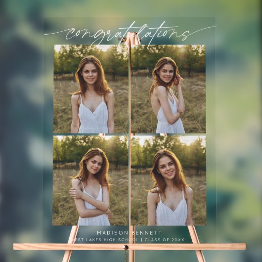 Gefeliciteerd Grad Feest Script 4 Foto Collage Acryl Bord (Neutraal)