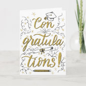 Gefeliciteerd Grad Goud Glitter Schrift Kaart (Voorkant)