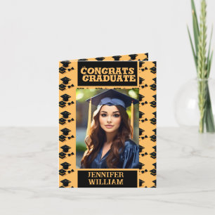  Gefeliciteerd Grad zwart en geel Foto Afstuderen  Kaart