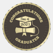 Gefeliciteerd Graduates Classic Round Sticker (Voorkant)