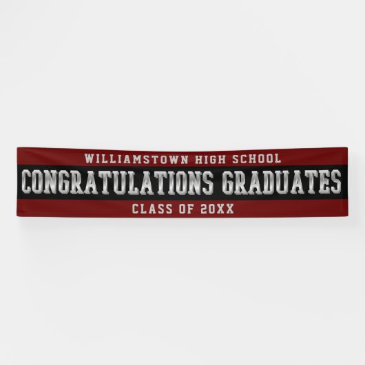 Gefeliciteerd Graduates Dk Red | Zwart | Zilver Spandoek (Horizontaal)