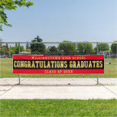 Gefeliciteerd Graduates Red | Zwart | Goud Spandoek (Insitu)