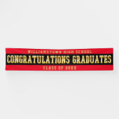 Gefeliciteerd Graduates Red | Zwart | Goud Spandoek (Horizontaal)