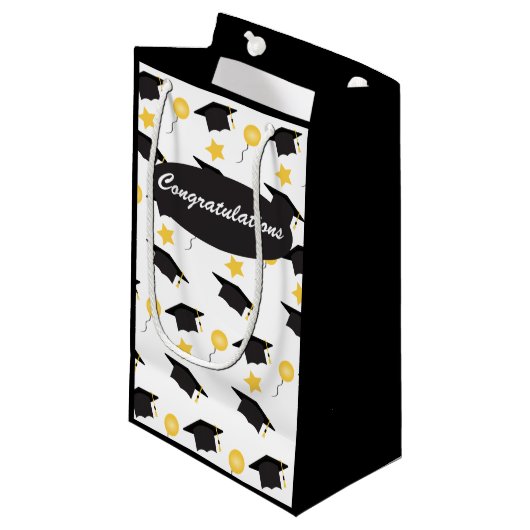 Gefeliciteerd Graduation Cap ballonpatroon Klein Cadeauzakje (Voorkant Gekanteld)