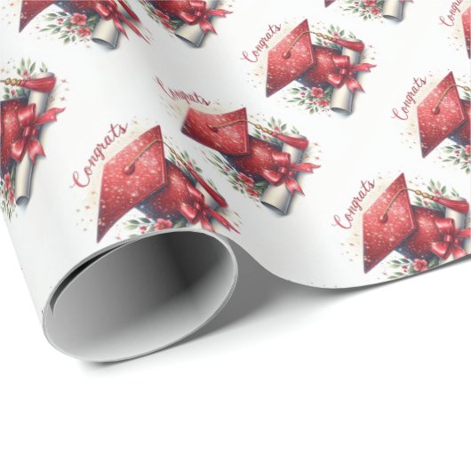 Gefeliciteerd, Graduation Cap en diploma Cadeaupapier (Rol Hoek)