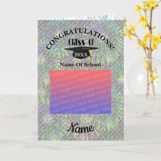 Gefeliciteerd Graduation Cap Foto Kaart (Gele Bloem)