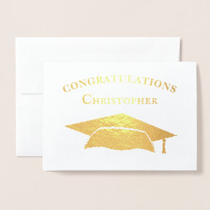 Gefeliciteerd Graduation Cap Modern Simple Folie Kaarten