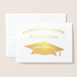 Gefeliciteerd Graduation Cap Modern Simple Folie Kaarten