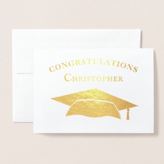 Gefeliciteerd Graduation Cap Modern Simple Folie Kaarten (Voorkant met envelop)