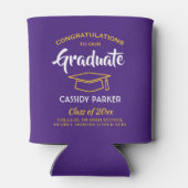 Gefeliciteerd Graduation Partij Paars Geel Goud Ge Blikjeskoeler (Achterkant)
