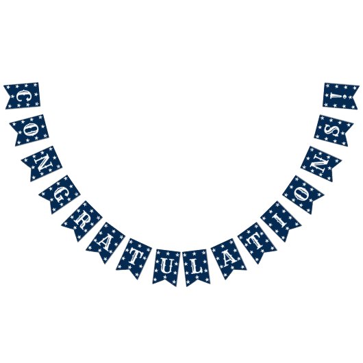 Gefeliciteerd Graduation Party Blue White Decor Vlaggetjes (Alle)