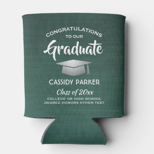 Gefeliciteerd Graduation Party geborsteld donkergr Blikjeskoeler (Achterkant)