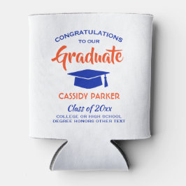 Gefeliciteerd Graduation Party Modern Oranje en Bl Blikjeskoeler