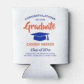 Gefeliciteerd Graduation Party Modern Oranje en Bl Blikjeskoeler (Achterkant)