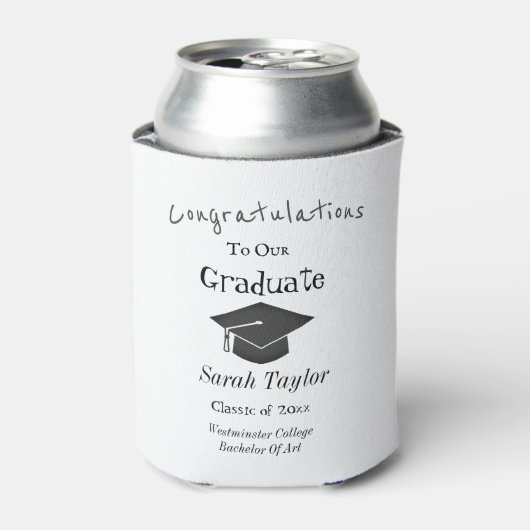 Gefeliciteerd Graduation Party Modern Pet Tassel Blikjeskoeler (Blikje Voorkant)