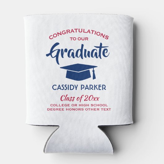 Gefeliciteerd Graduation Party Modern Red White &  Blikjeskoeler (Achterkant)