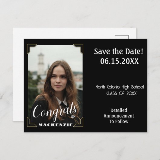 Gefeliciteerd Graduation Party Save The Date Kaart (Voorkant / Achterkant)