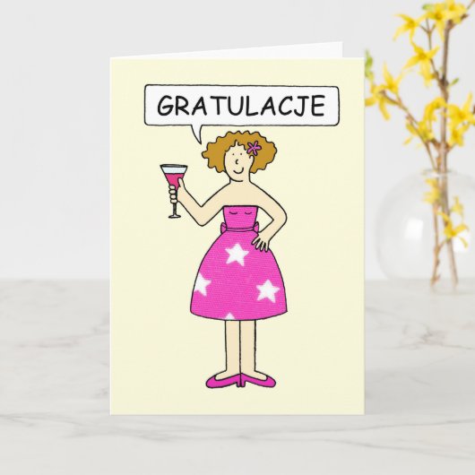 Gefeliciteerd, Gratulacje. Kaart (Gele Bloem)