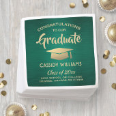 Gefeliciteerd Green Gold Modern Graduation Party Servet