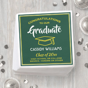 Gefeliciteerd Green Gold Yellow Graduparty Servet