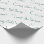 Gefeliciteerd Green Script Wedding Shower Cadeaupapier<br><div class="desc">papier voor een bruiloft,  vrijgezellenfeest,  promotie,  nieuwe baby,  enz. Groen Sage-script. Eenvoudig en lief.</div>