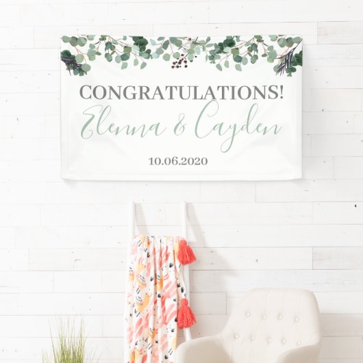 Gefeliciteerd Greenery Banner Wedding Decoration (Insitu)
