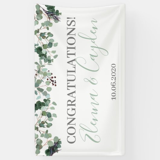 Gefeliciteerd Greenery Banner Wedding Decoration (Verticaal)