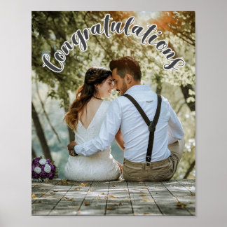 GEFELICITEERD grijze OVERLAY tekst Foto Poster