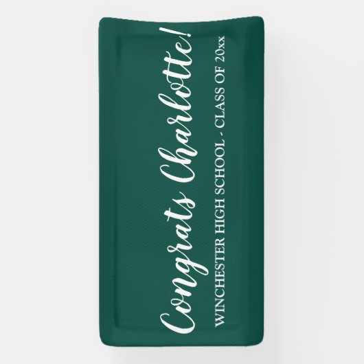 Gefeliciteerd groen wit aangepaste script naam afs spandoek (Verticaal)