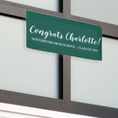 Gefeliciteerd groen wit aangepaste script naam afs spandoek (Buitenkant Gebouw)