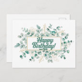 Gefeliciteerd Groene en Gouden Eucalyptusbladeren Briefkaart (Voorkant / Achterkant)