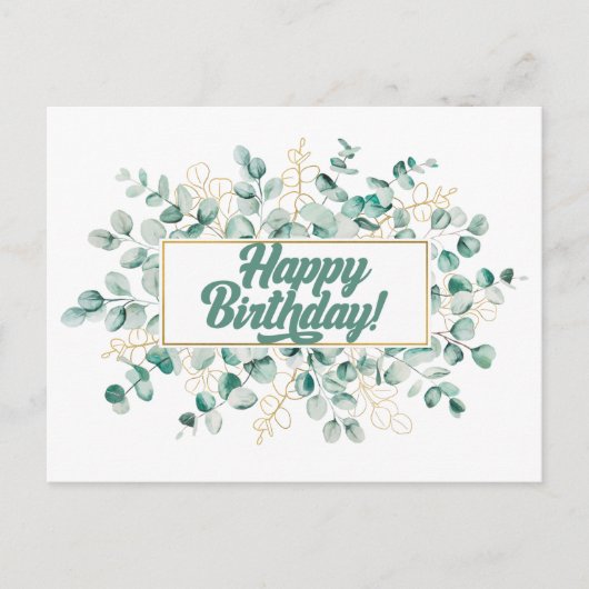 Gefeliciteerd Groene en Gouden Eucalyptusbladeren Briefkaart (Voorkant)