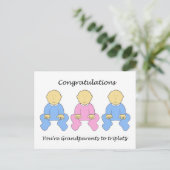 Gefeliciteerd Grootouders met Triplets Briefkaart (Staand voorkant)