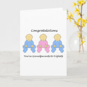 Gefeliciteerd Grootouders met Triplets Kaart (Gele Bloem)